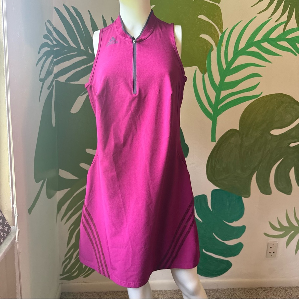 adidas Magenta Sleeveless Zip-Front Dress
